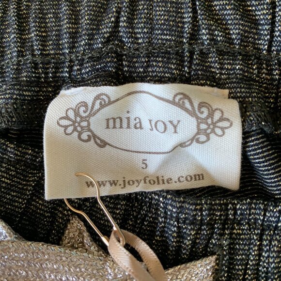 MIA JOY Charlie Joggers Girls 5 5T NEW Black Joyfolie Metallic Sweatpants NWT - Picture 5 of 5